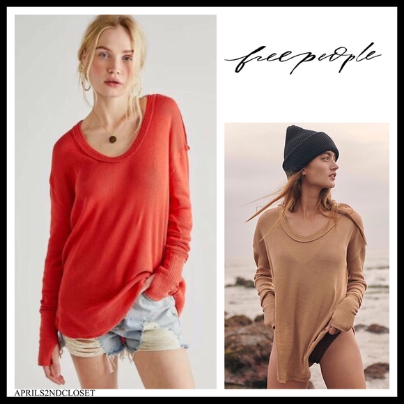 FREE PEOPLE BOHO TUNIC TOP LONG CUFFED SLEEVES FLOWY OVERSIZED KNIT PULLOVER A2C - Picture 16 of 16